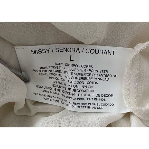 Nine West‎ Women's White Floral Embroidered Lined Sheer Mesh Tunic Size L - Picture 8 of 10